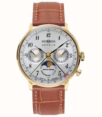 Zeppelin Ladies Hindenburg Moonphase Leather Strap 36mm Case 70391