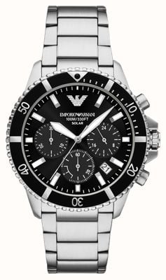 Emporio Armani Cronógrafo explorador mundial (43 mm) esfera negra / brazalete de acero inoxidable AR11739
