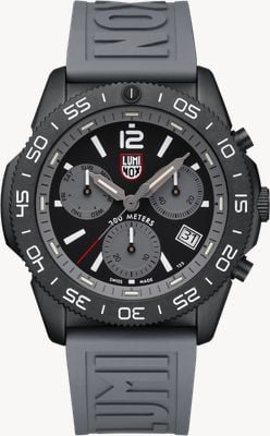 Luminox Pacific Diver Chronograph 3140er Serie – Graphitgrau (44 mm) schwarzes Zifferblatt / grauer EPDM-Schnittarmband XS.3148