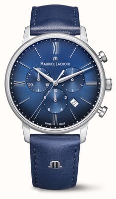 Maurice Lacroix Chronograf Eliros (40 mm), niebieska tarcza i niebieski skórzany pasek EL1098-SS001-410-4