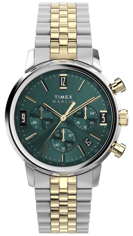 Timex Marlin Quartz Chrono 40mm Green Dial  TwoTone Watch