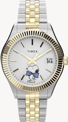 Timex ピーナッツ タイメックス レガシー (34mm) ホワイト ダイヤル / ツートン ステンレススチール ブレスレット TW2Y11100