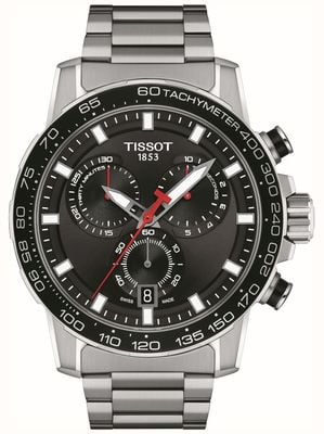 Tissot Supersport chrono | mostrador preto | pulseira de aço inoxidável T1256171105100