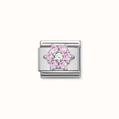 Nomination Composable CL SYMBOLS Steel Cz And Silver 925 RICH PINK And WHITE Flower 330322/03