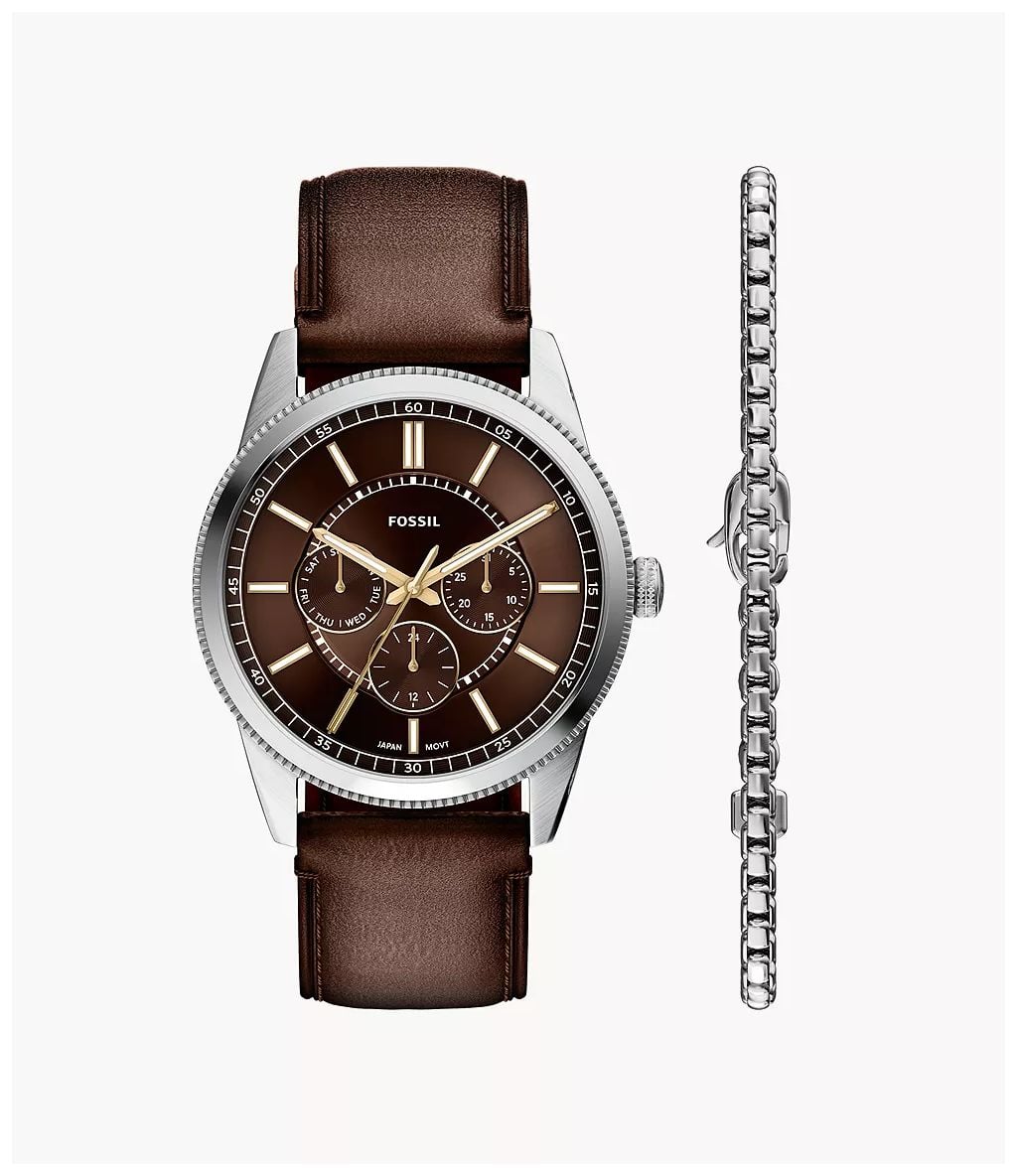 Fossil multifonction et bracelet en cuir marron â montre