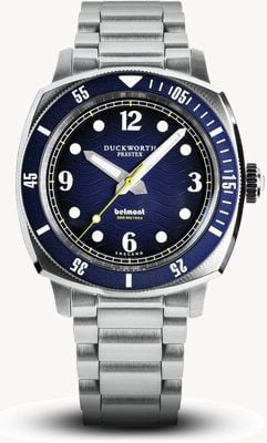 Duckworth Prestex Herren-Belmont-Armband (42 mm) mit blauem Zifferblatt und Edelstahlarmband D328-03-ST