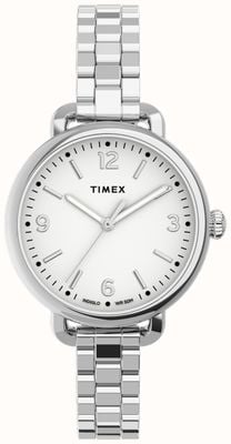 Timex Standardowa damska 30-milimetrowa srebrna koperta biała tarcza srebrna bransoletka TW2U60300