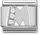 Nomination Classic Letter M Sterling Silver & Steel Cubic Zirconia Charm 330301/13
