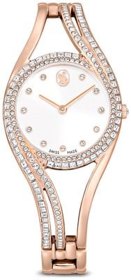 Swarovski Hyperbola Bangle Watch (28mm) Silver Dial / Rose-Gold PVD Stainless Steel Bracelet 5715465