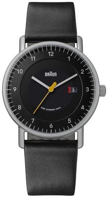 Braun Clásico solar (40 mm) con esfera negra y correa de piel negra. BN0301BKSLBKG