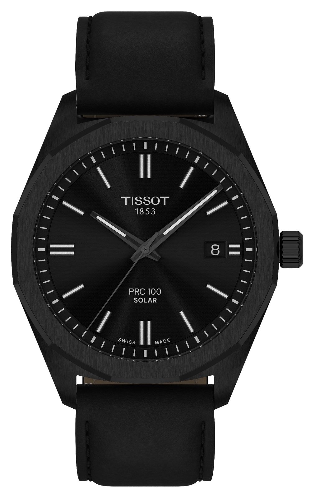 Tissot Prc 100 solaire (39 mm) cadran noir / bracelet en montre