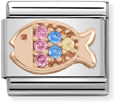 Nomination Classic Fish 9ct Rose Gold & Steel Charm 430302/26