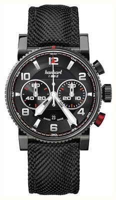 Hanhart Primus racer cronografo automatico (44 mm) quadrante nero / cinturino in tessuto nero - m 741.510-3020