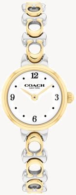 Coach Iris Quarzuhr mit zwei Zeigern (22,5 mm), weißes Zifferblatt / zweifarbiges Edelstahlarmband 14504653