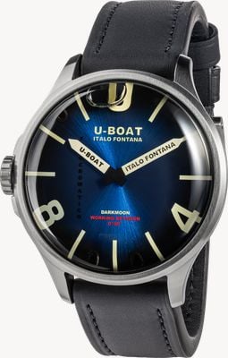 U-Boat Orologio Darkmoon Kama SS (46,5 mm) quadrante fotocromico blu-nero soleil / cinturino in pelle di vitello nero 3340