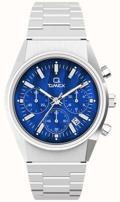 Timex Q timex 猎鹰之眼计时码表（40 毫米）蓝色表盘/不锈钢表链 TW2W33700