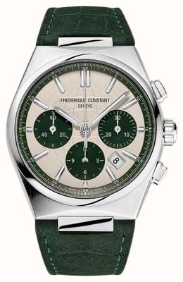 Frederique Constant Highlife Chronograph Automatic Limited Edition (41mm) Cream Dial / Green Leather and Bracelet Set FC-391SGR4NH6