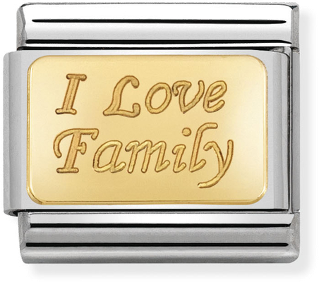 Nomination Classic ENGRAVED SIGNS In Stainless Steel With 18k Gold CUSTOM I Love Family Charm 030121/33