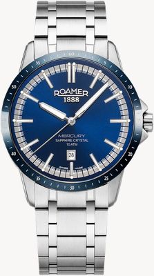 Roamer Mercury Classic Quarz (42mm) Blaues Zifferblatt / Edelstahlarmband 968833 41 45 20