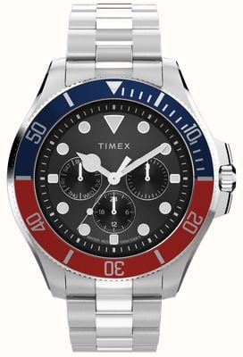 Timex Harborside Coast Multifunction (43mm) Black Sunray Dial / Stainless Steel Bracelet TW2Y33300