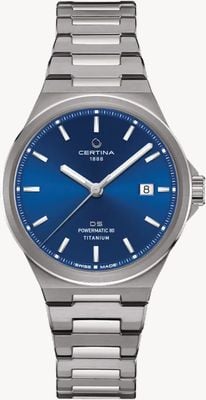Certina DS-7 powermatic 80 (39 mm) niebieska tarcza / tytan C0434074404100