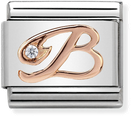 Nomination Classic Letter B 9ct Rose Gold & Steel Charm 430310/02