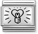 Nomination Classic  Light Bulb With Heart Charm In Steel And 925 Silver 330109/60