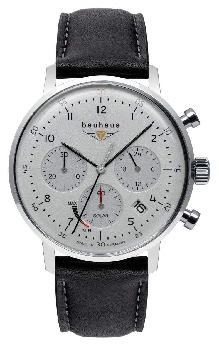 Bauhaus Chronographe solaire classique (41 mm) cadran blanc montre