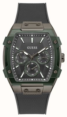 Guess Phoenix Multifunktionsgerät (44 mm), schwarzes Zifferblatt / schwarzes Silikonarmband GW0956G3