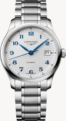 LONGINES Master Collection automático (39mm) mostrador prata com padrão "cevada" / pulseira em aço inoxidável L29494736