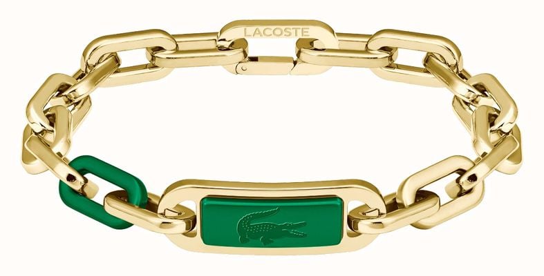 Lacoste ENSEMBLE Collection Stainless Steel Gold-Plated Green Link Bracelet 2040370