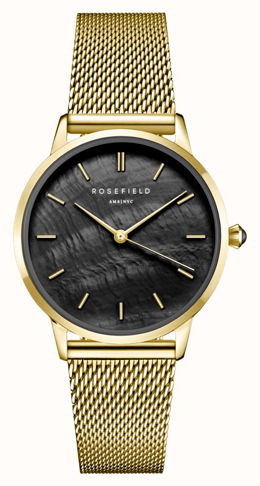 Rosefield Pearl Edit (36mm) Black Mother-of-Peal Dial / Gold  display picture 3