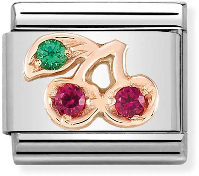 Nomination Classic Cherry 9ct Rose Gold & Steel Charm 430305/17