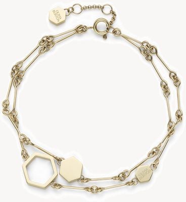 Olivia Burton Ladies Honecomb Double Chain Gold Bracelet 24100308