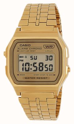 Casio Cyfrowy zegarek w stylu vintage, platerowany złotem A158WETG-9AEF