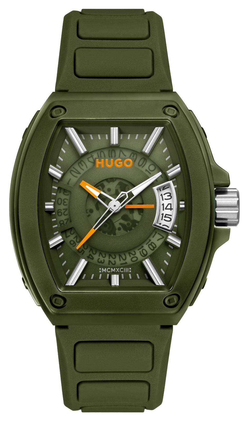 HUGO #icon 3h (40mm) cadran vert / bracelet en silicone vert montre