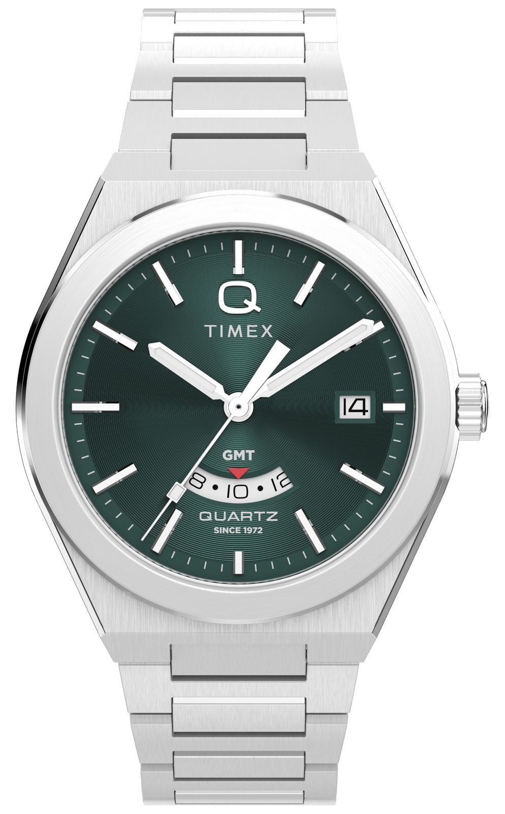 Timex Q Timex Continental GMT 39mm Green Radial Texture Watch Timex Q Timex Continental GMT 39mm Green Radial Texture Watch