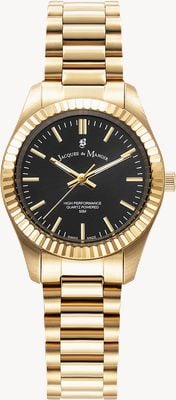 Jacques Du Manoir Inspiration Prime Quartz (31mm) Black Dial / Gold PVD Stainless Steel Bracelet JWL03908