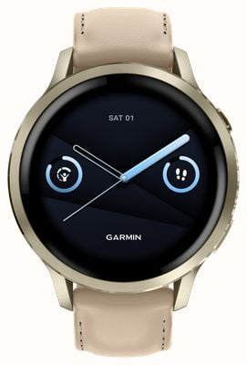 Garmin Venu 4 - smartwatch amoled de saúde e fitness (41 mm) ouro lunar com silicone ósseo e couro areia 010-03013-03