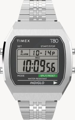 Timex T80 デジタル ディスプレイ ステンレススチール ブレスレット TW2V74200
