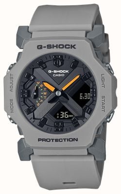 Casio G-Shock Core GA-2300 (42,1 mm) com mostrador híbrido preto e pulseira de resina cinza. GA-2300-8AER