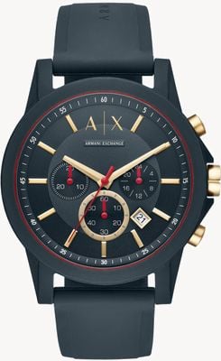 Armani Exchange Cadran chronographe bleu | bracelet en silicone bleu AX1335