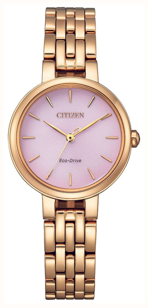 Citizen Women s Dress Eco Drive 28mm Pink Dial Rose Gold Tone Stainless Steel Bracelet EM0993 82X