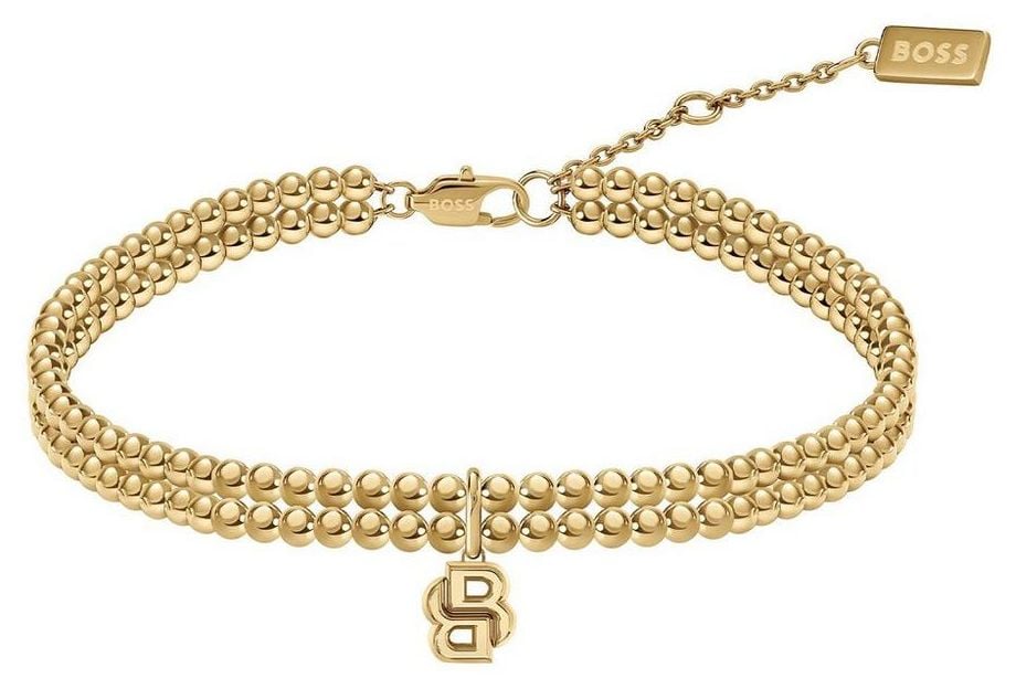 Boss Ladies Boss Double B Beads Light Yellow Gold Pvd Bracelet