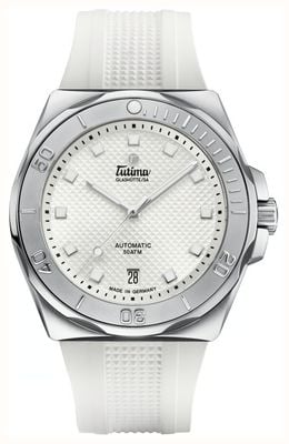 Tutima Glashütte M2 Seven Seas S Automatik (40 mm) mattweißes Dekorzifferblatt / weißes FKM-Kautschukarmband 6156-25