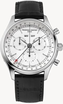 Frederique Constant Classics Quartz Chronograph (40mm) White Dial / Black Leather Strap FC-296SW5B6
