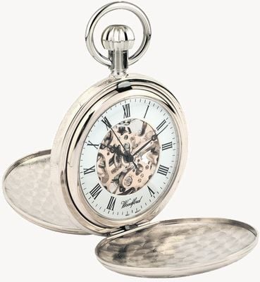 Woodford Montre de poche squelette en métal chromé Full Hunter 1062