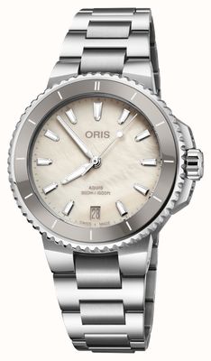 ORIS Aquis Date Automatic (36.5mm) Crème Mother-of-Pearl Dial / Stainless Steel Bracelet 01 733 7792 4151-07 8 19 05P