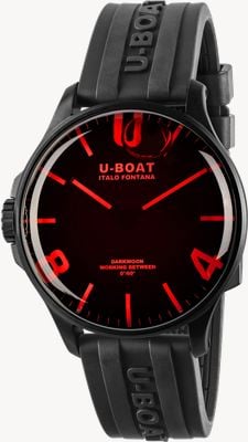 U-Boat Darkmoon pvd - vetro rosso (46,5 mm) quadrante nero / cinturino in gomma vulcanizzata nera 8466/D