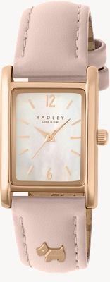 Radley Mostrador feminino hanley close (24 mm) em madrepérola / pulseira de couro rosa RY21724